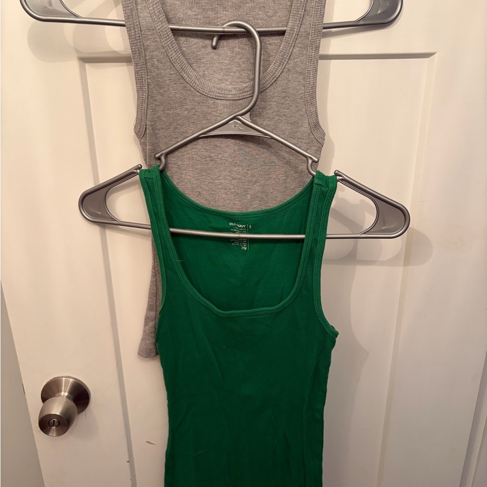 Green and Gray Women's Tank Tops